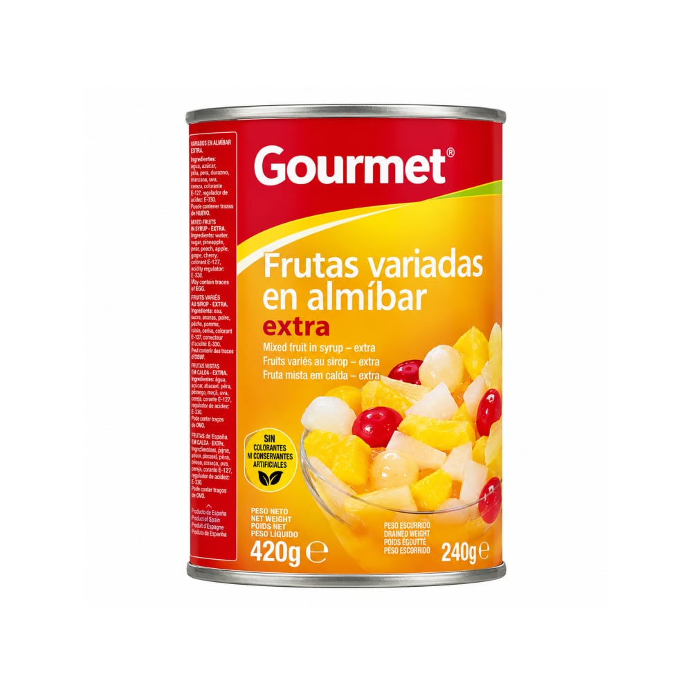 Frutas variadas en almíbar Gourmet (420 g / 14.8 oz) - Imagen 1