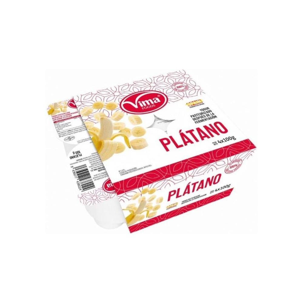 Yogurt sabor plátano Vima Foods (4 x 100 g / 3.52 oz) - Imagen 1