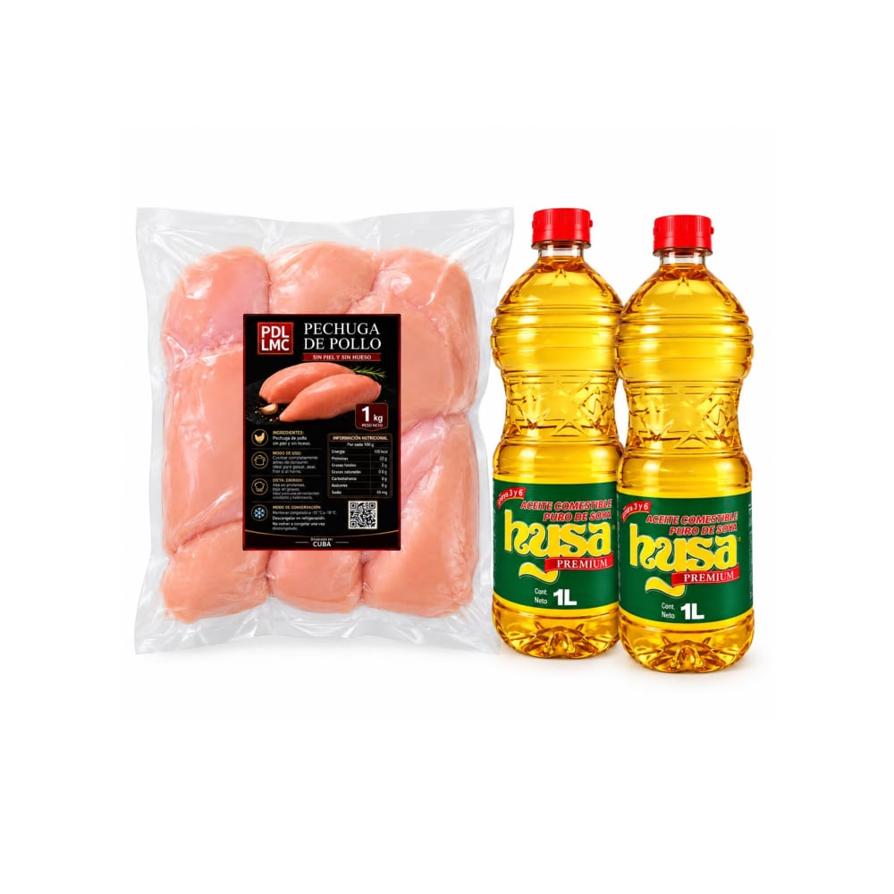 Pechuga de pollo sin piel y sin hueso + Aceite de soya puro - Imagen 1