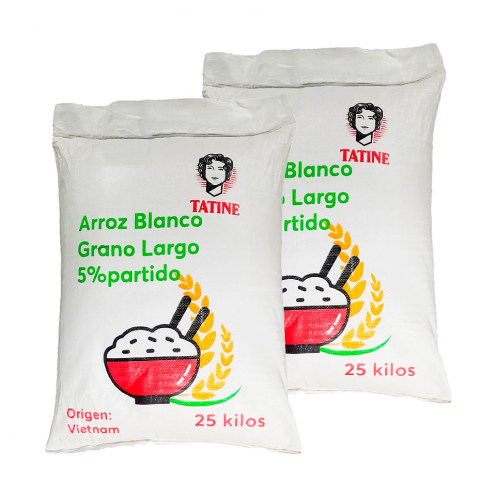 Arroz de grano largo 5% de grano partido Tatine (2 x 25 kg / 55.1 lb) - Imagen 1