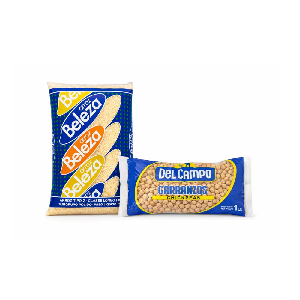 Arroz tipo 2 Beleza (1 kg / 2.20 lb) + Garbanzos Del Campo (454 g / 1 lb) - Imagen 1