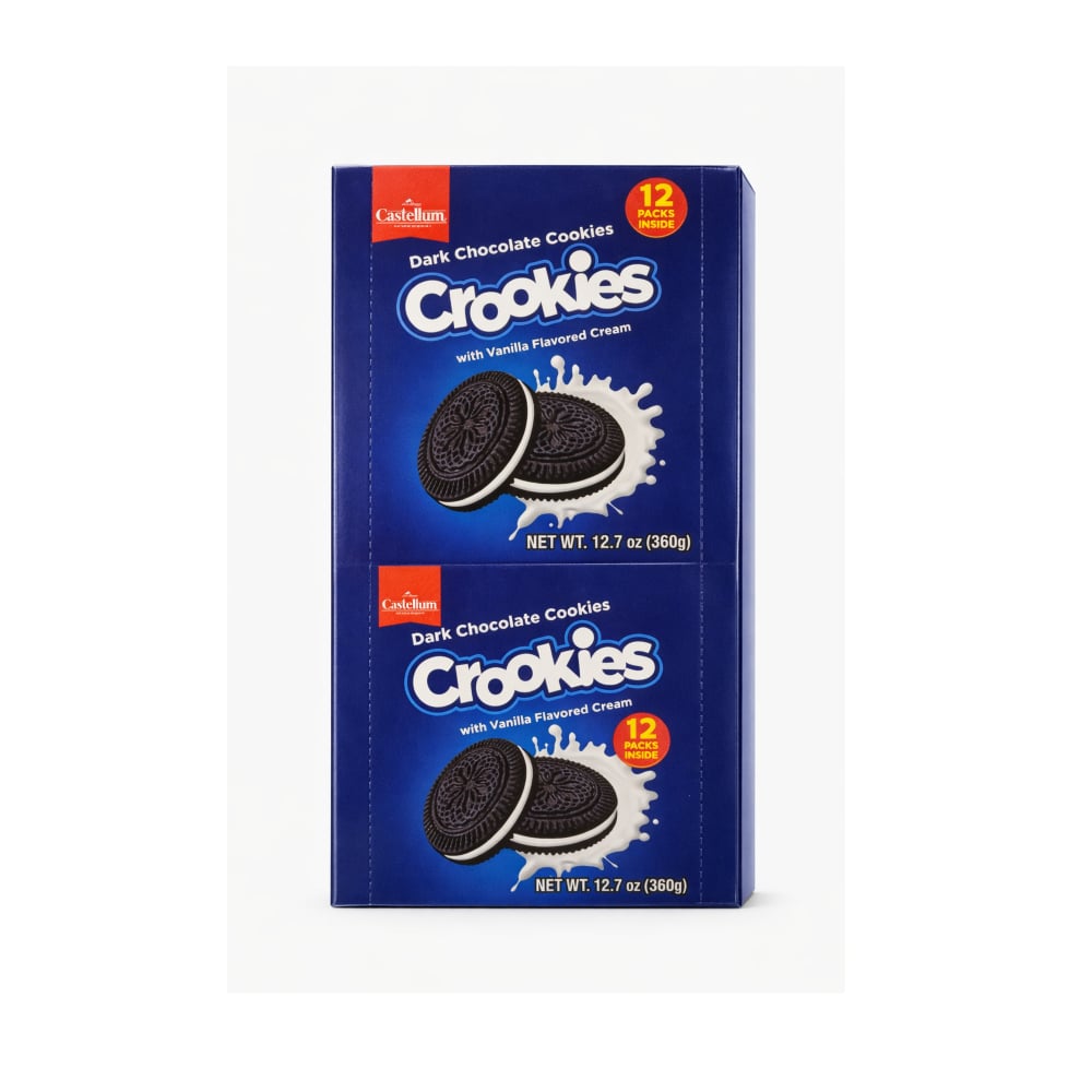 Galletas -sandwich- de chocolate negro con crema sabor vainilla Castellum (12 x 30 g / 1.06 oz) - Imagen 1