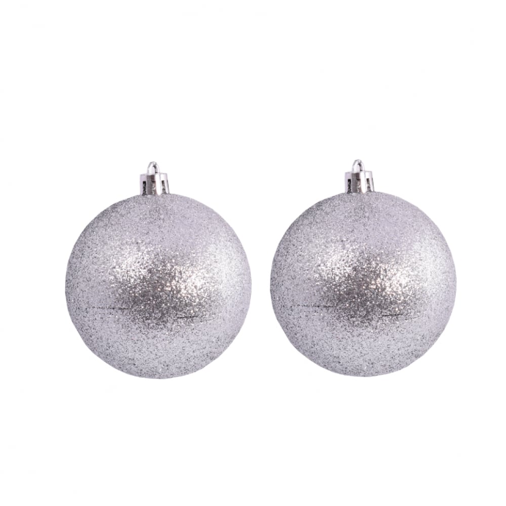 Pack 2 bolas de navidad color plata con purpurina de 7 cm Casa y Menaje - Imagen 1