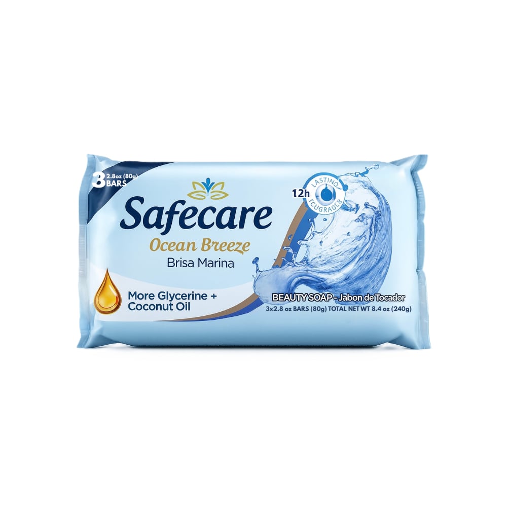 Jabón de tocador brisa marina Safecare (3 x 80 g / 2.8 oz) - Imagen 1