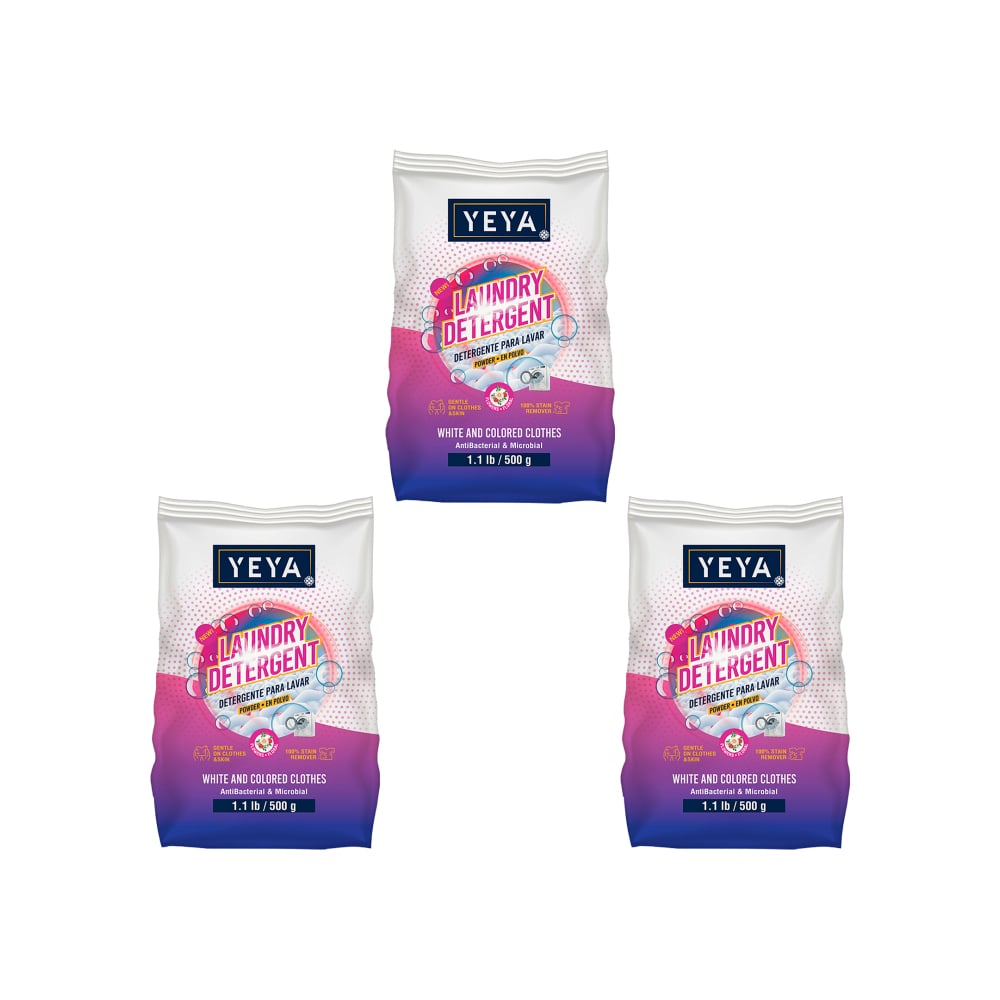 Detergente en polvo con aroma a flores Yeya (3 x 500 g / 1.1 lb) - Imagen 1