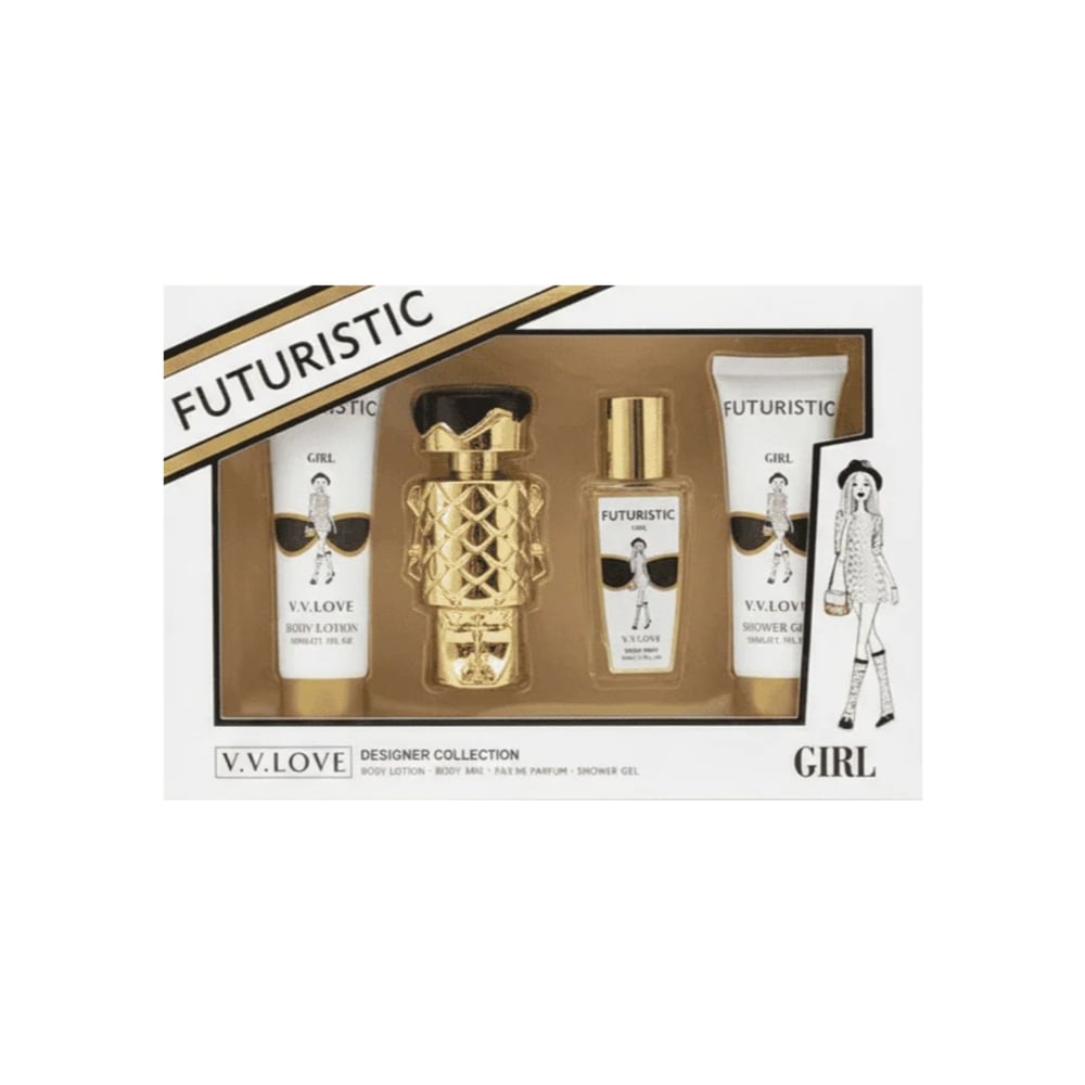 Set de regalo gel de ducha, perfume, agua de tocador y crema corporal Futuristic V.V. Love - Imagen 1