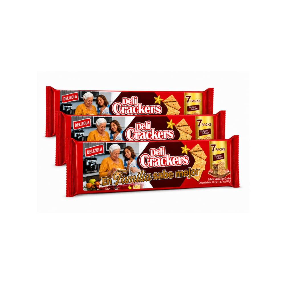 Galletas saladas tipo cracker Delizola (3 X 595 g / 1.3 lb) - Imagen 1