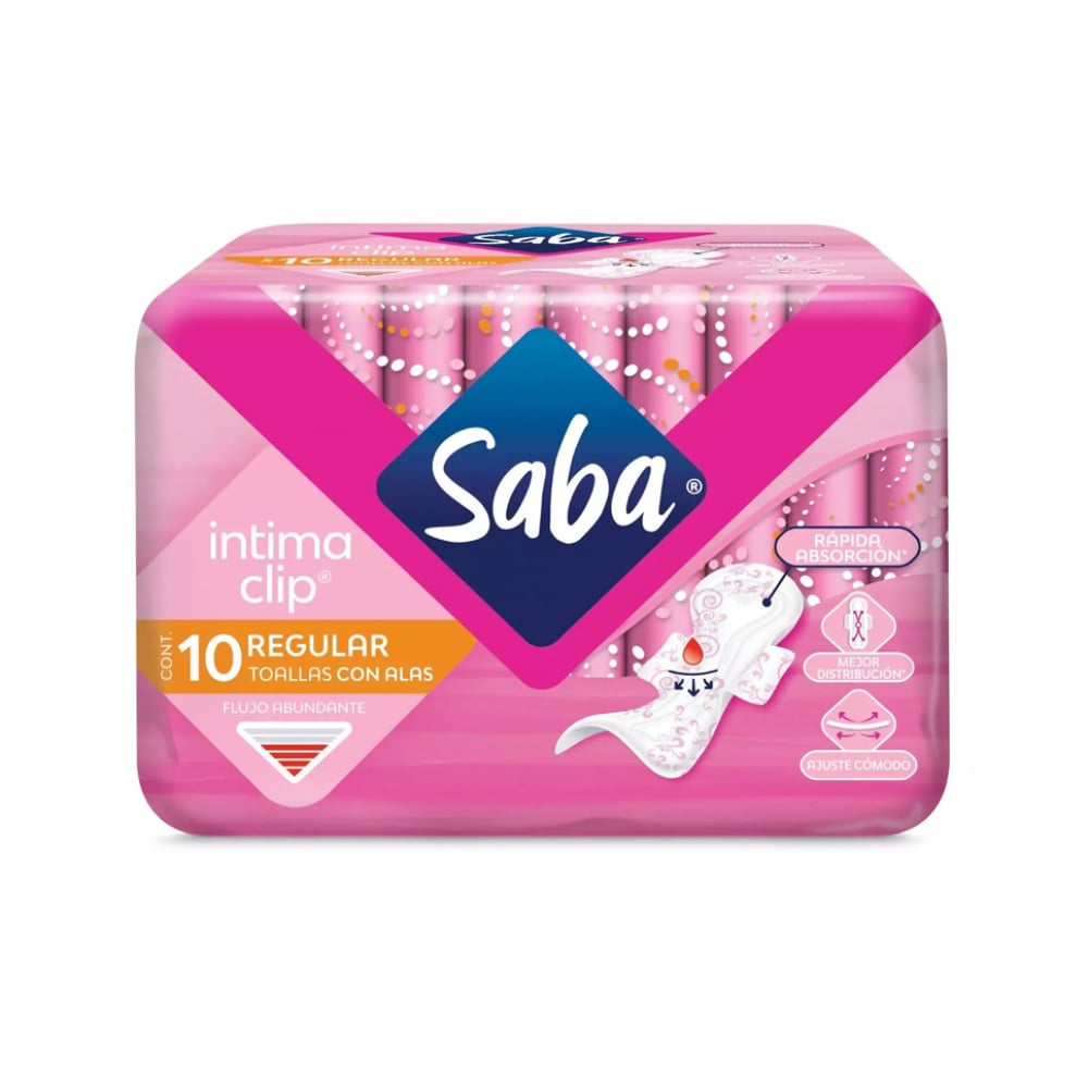 Toallas femeninas regulares con alas flujo abundante Intima Clip Saba (10 U) - Imagen 1