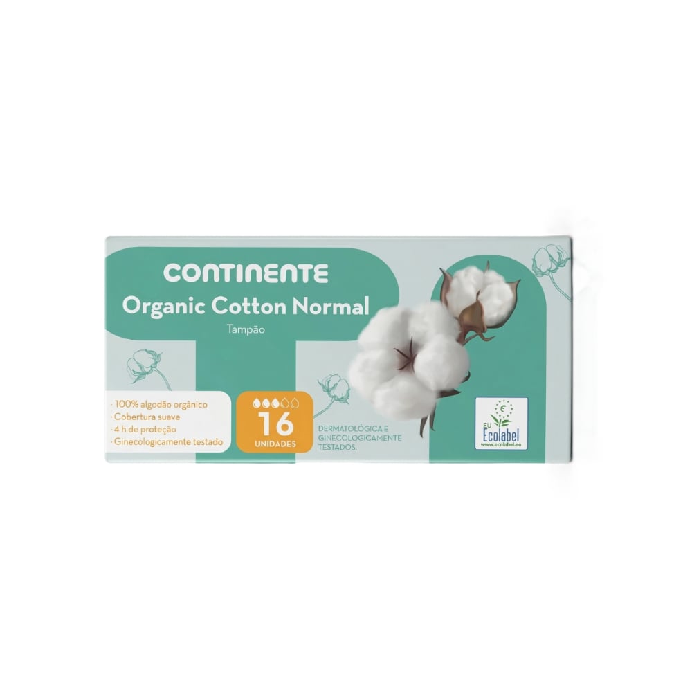 Tampones normales de algodón orgánico sin aplicador Continente (16 U) - Imagen 1