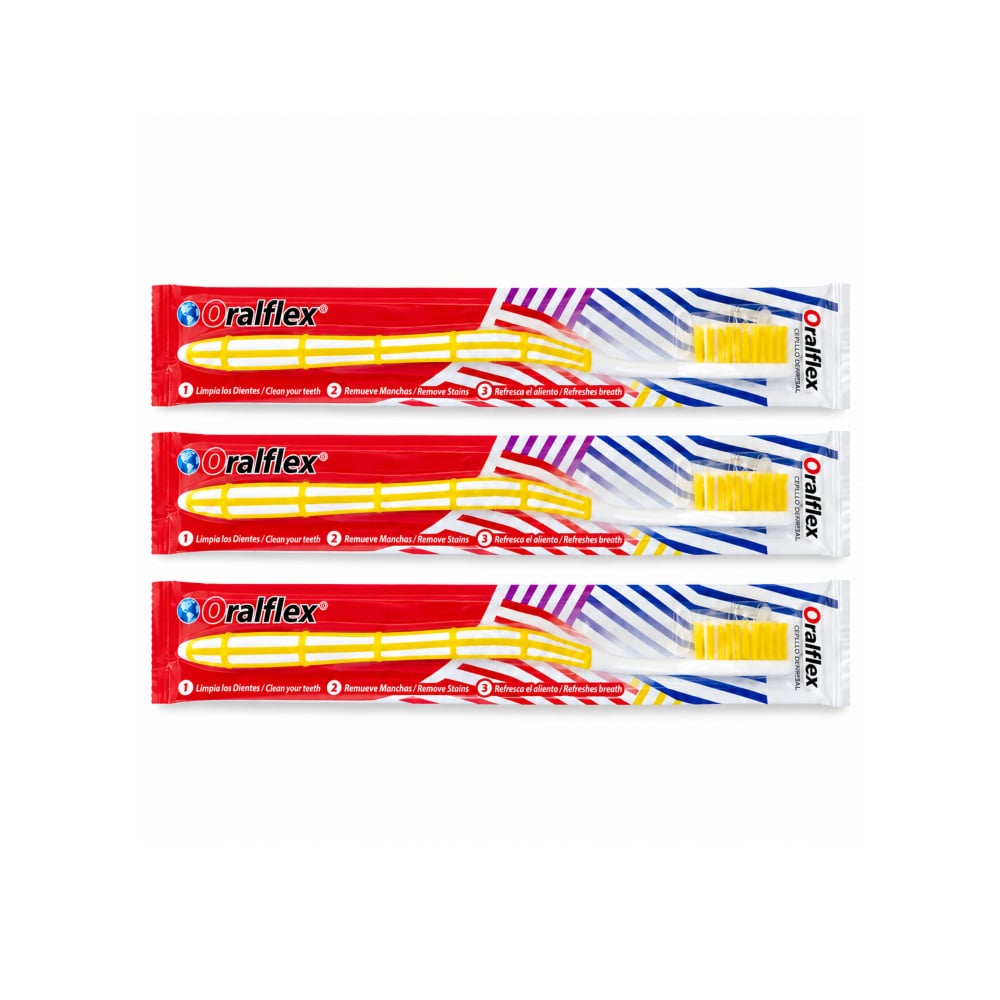 Cepillo de dientes amarillo Oralflex (3 x 1 U) - Imagen 1