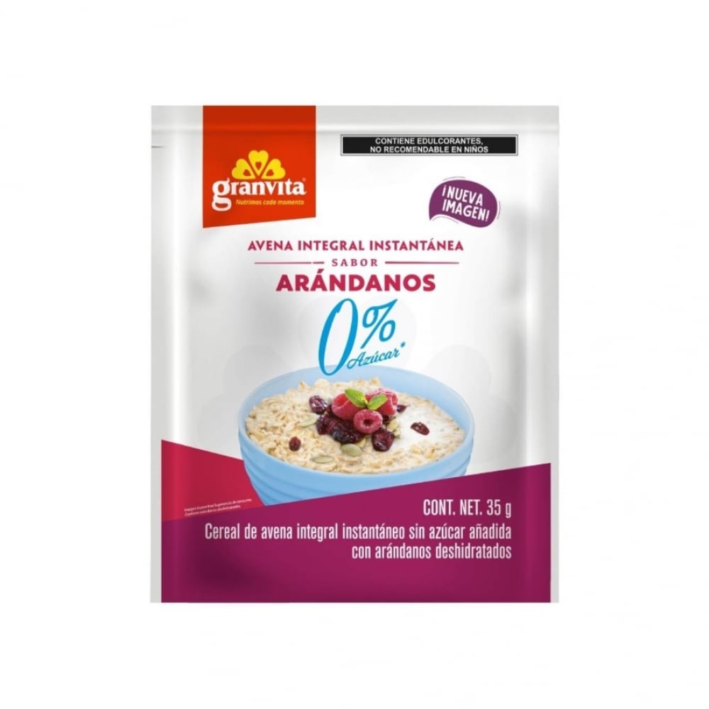 Avena instantánea integral sin azúcar sabor arádanos Ganvita (35 g / 1.23 oz) - Imagen 1