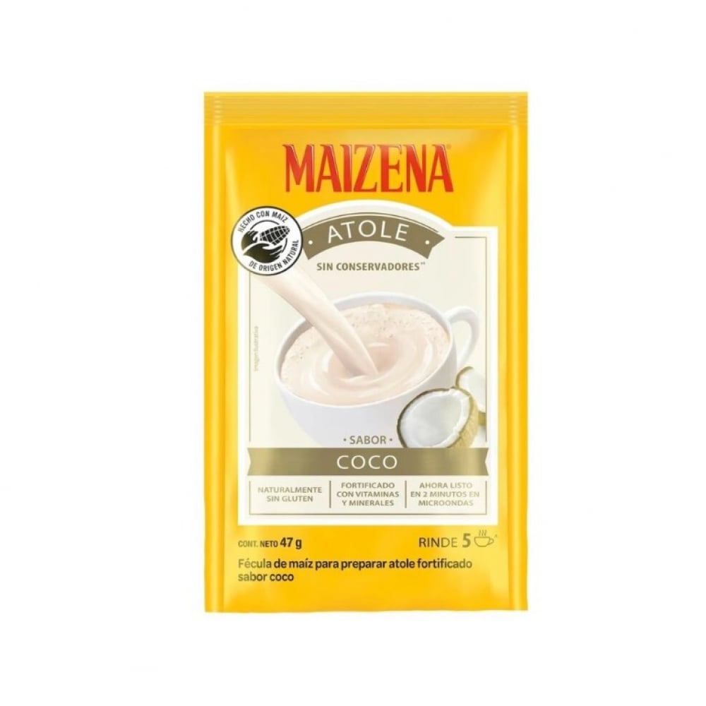 Fécula de maíz para preparar atole fortificado sabor coco Maizena (47 g / 1.66 oz) - Imagen 1