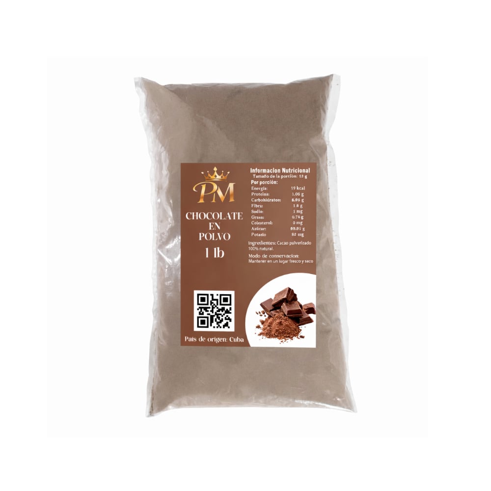 Chocolate en polvo natural sin azúcar PM (454 g / 1 lb) - Imagen 1