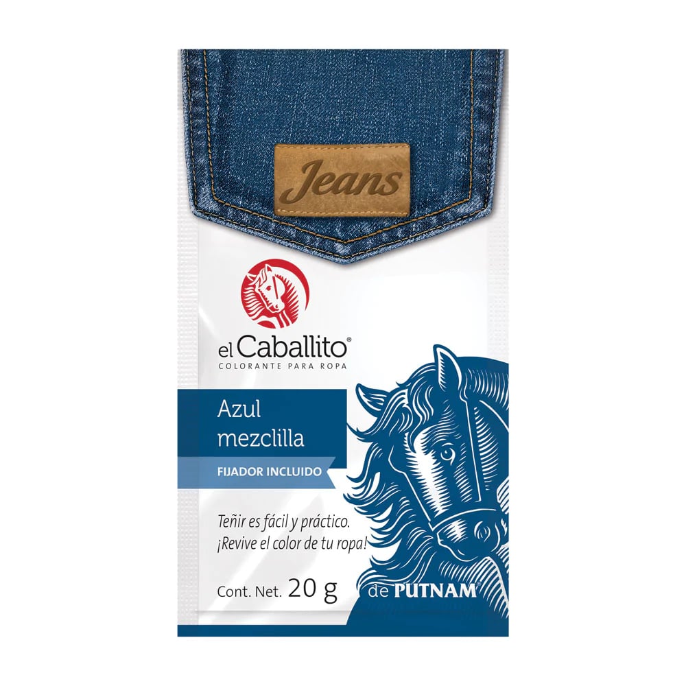 Colorante para ropa azul mezclilla El Caballito (20 g) - Imagen 1