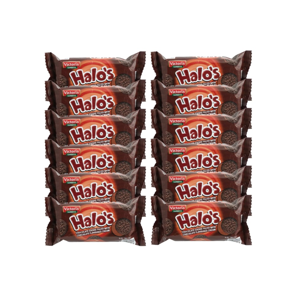 Galletas de chocolate rellenas con crema sabor chocolate Victoria Garden Halo’s (12 X 30 g ) - Imagen 1