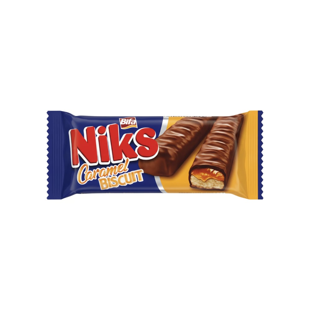 Galletas rellenas de caramelo y cubiertas de chocolate Niks Bifa (50 g / 1.76 oz) - Imagen 1