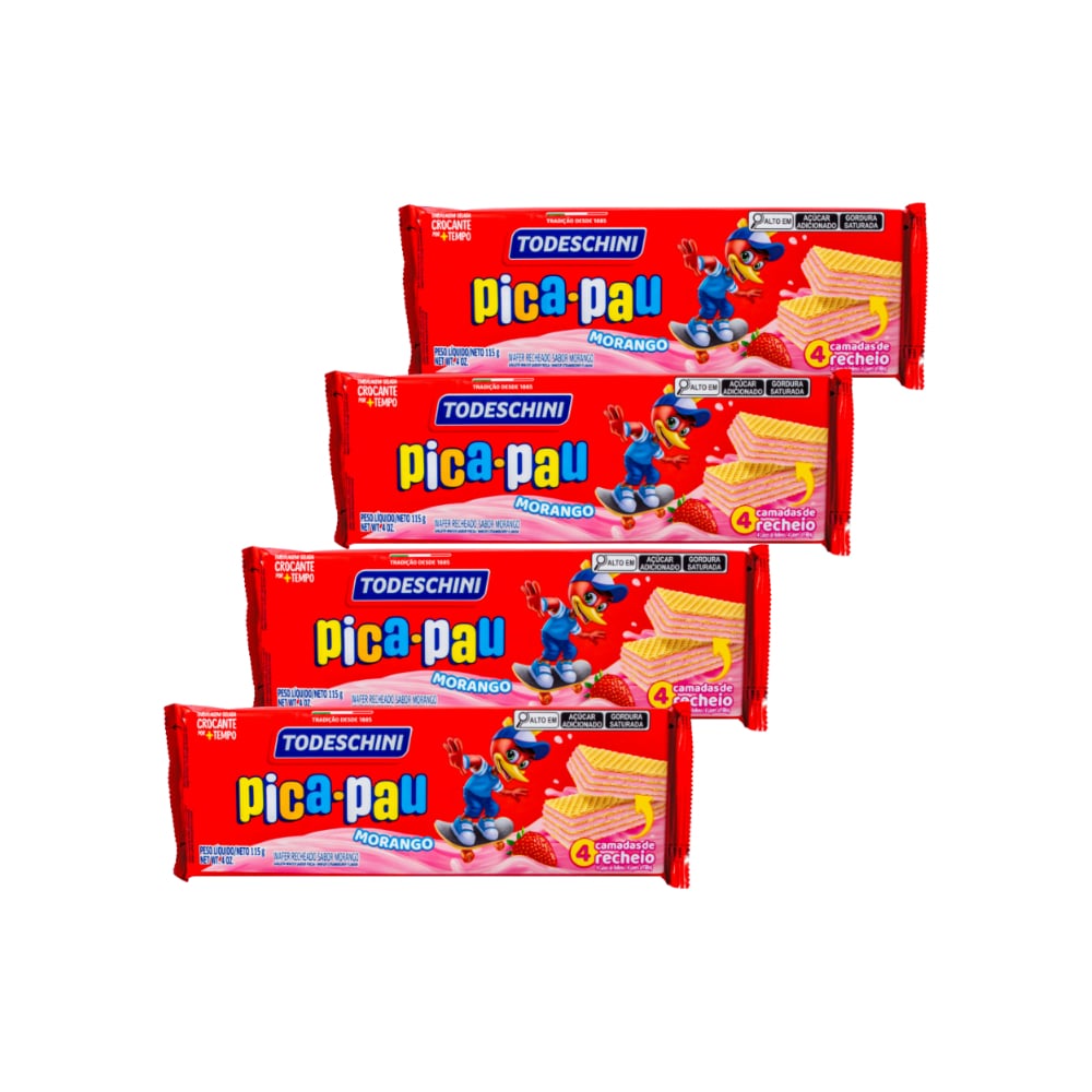 Sorbeto de fresa pica pau Todeschini (4 x 115 g / 4.06 oz) - Imagen 1