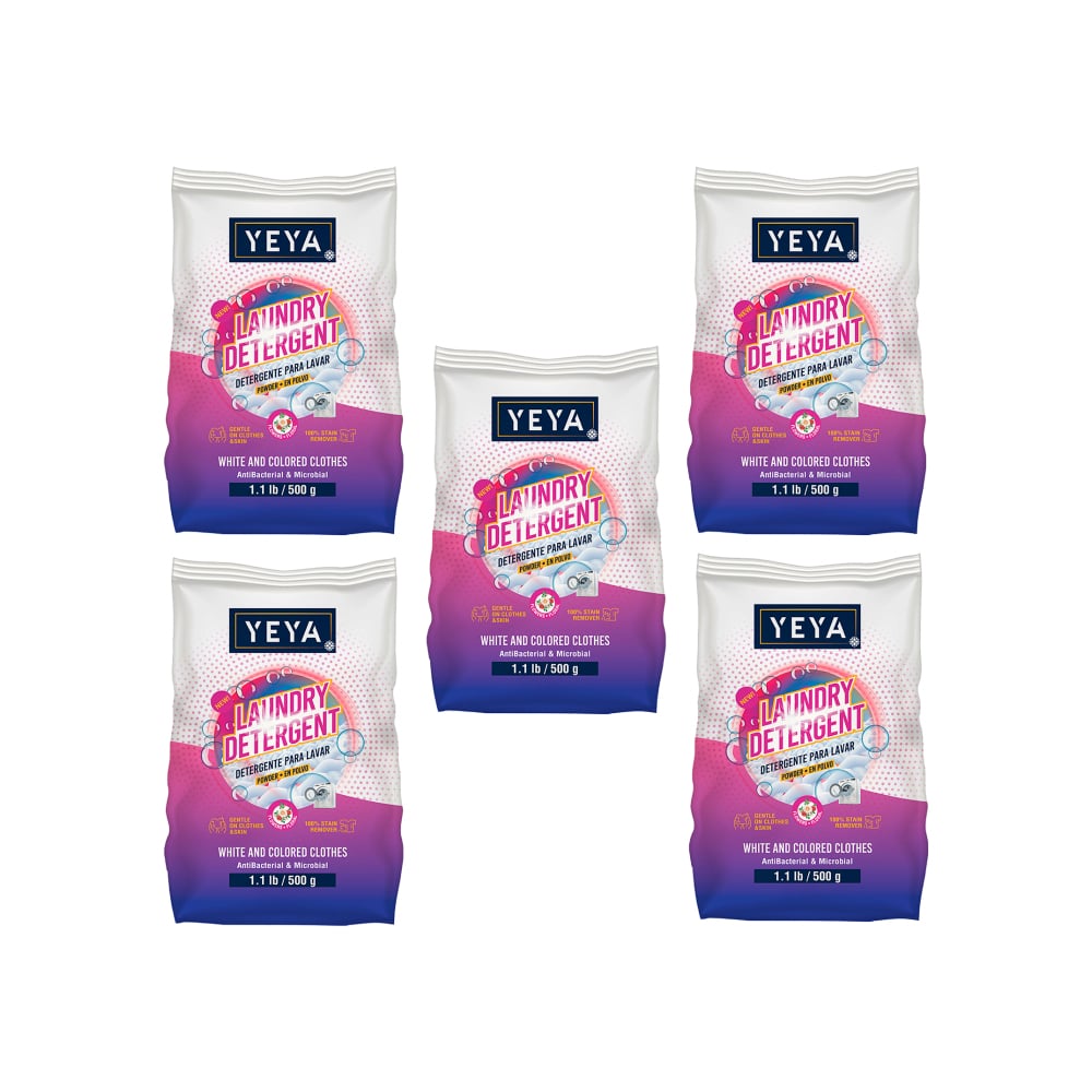 Detergente en polvo con aroma a flores YEYA (5 x 500 g / 1.1 lb) - Imagen 1