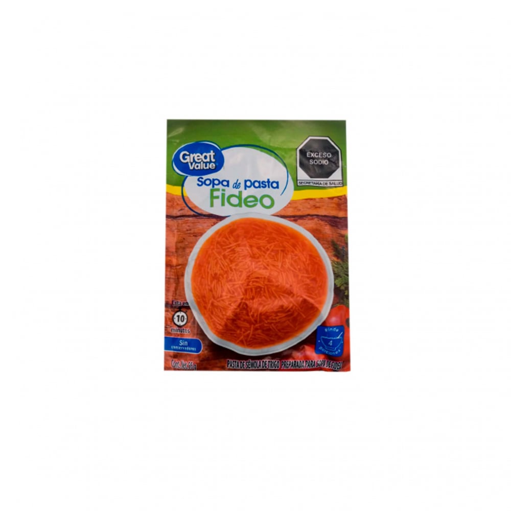 Sopa pasta de fideos Great Value (95 g / 3.35 oz) - Imagen 1