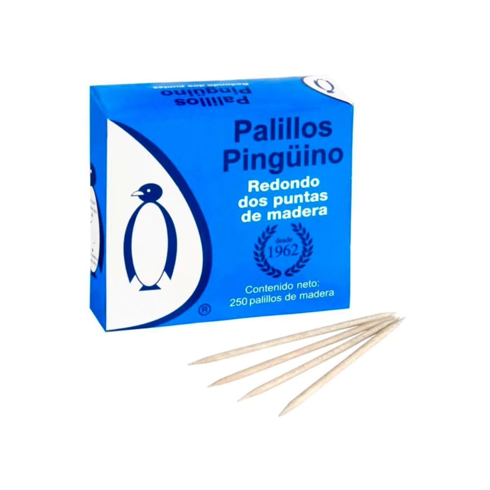 Palillos redondos de madera dos puntas Pingüino (250 U) - Imagen 1