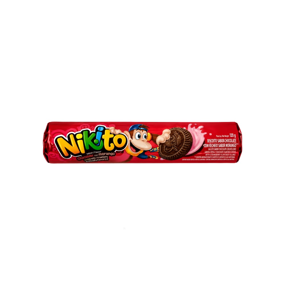 Galleta sabor chocolate con relleno sabor fresa Nikito (120 g / 4.23 oz) - Imagen 1