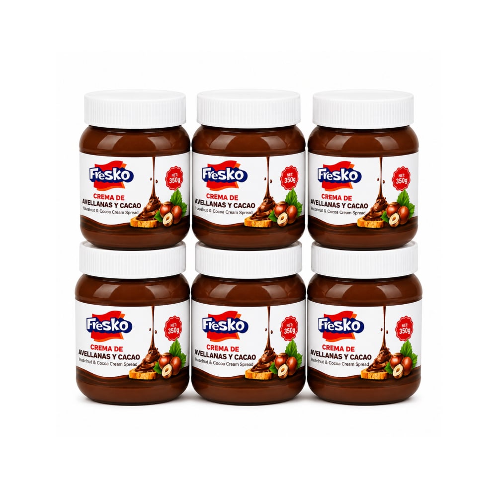 Crema de avellanas y cacao Fresko (6 x 350 g / 12.35 oz) - Imagen 1
