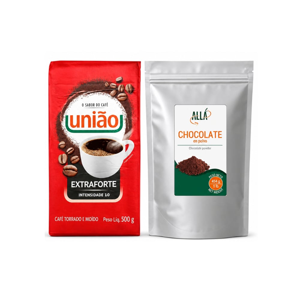 Café tostado y molido extra fuerte União + Chocolate en polvo ALLÁ - Imagen 1