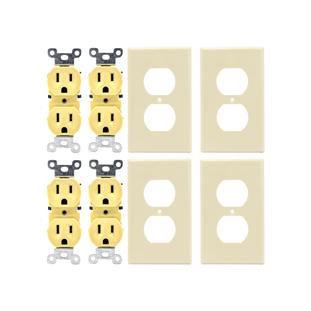 Set de 4 tomacorrientes doble de 125 V / 15 A con tapas Troen - Imagen 1