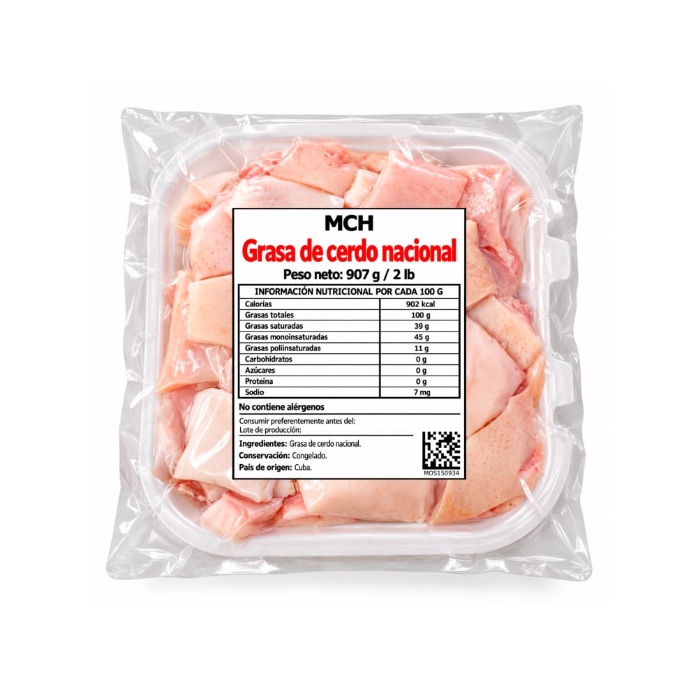 Grasa de cerdo nacional con piel MCH (907 g / 2 lb) - Imagen 1