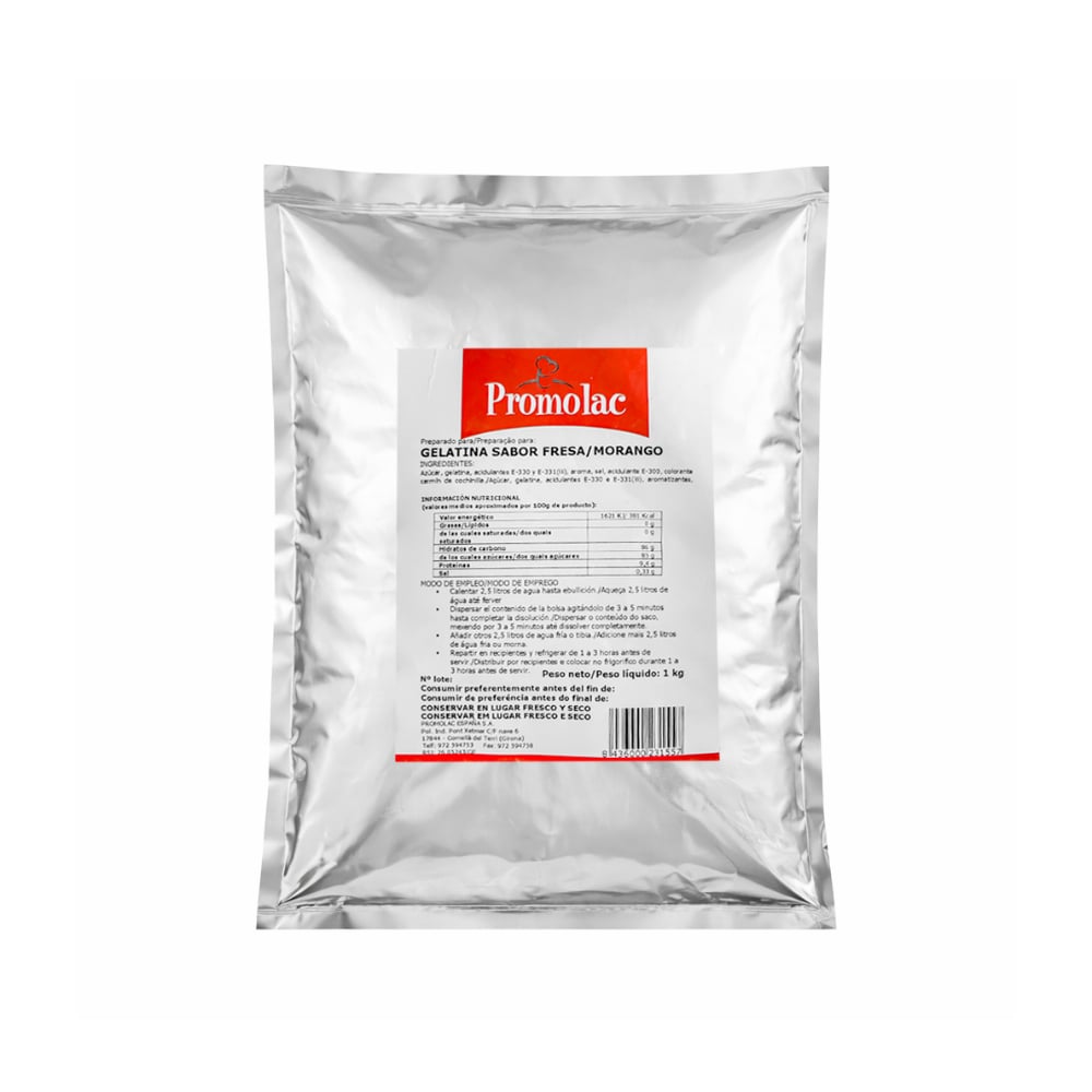 Gelatina sabor fresa Promolac (1 kg / 2.2 lb) - Imagen 1