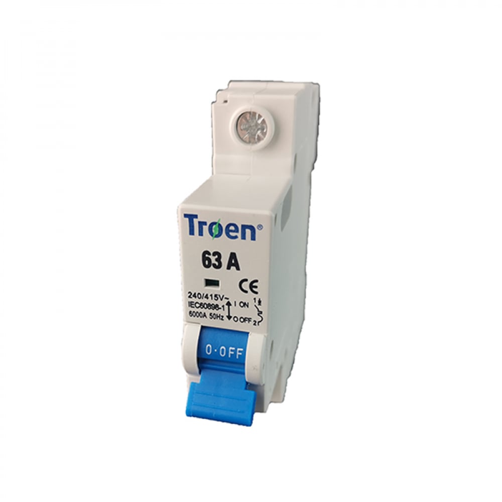 Interruptor termomagnético tipo europeo. Breaker de 63 A 1 polo Troen - Imagen 1