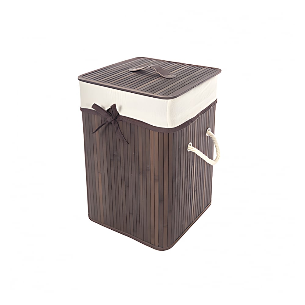 Ropero de bambú plegable cuadrado caoba con lazo de 28 cm x 42 cm Casa y Menaje - Imagen 1