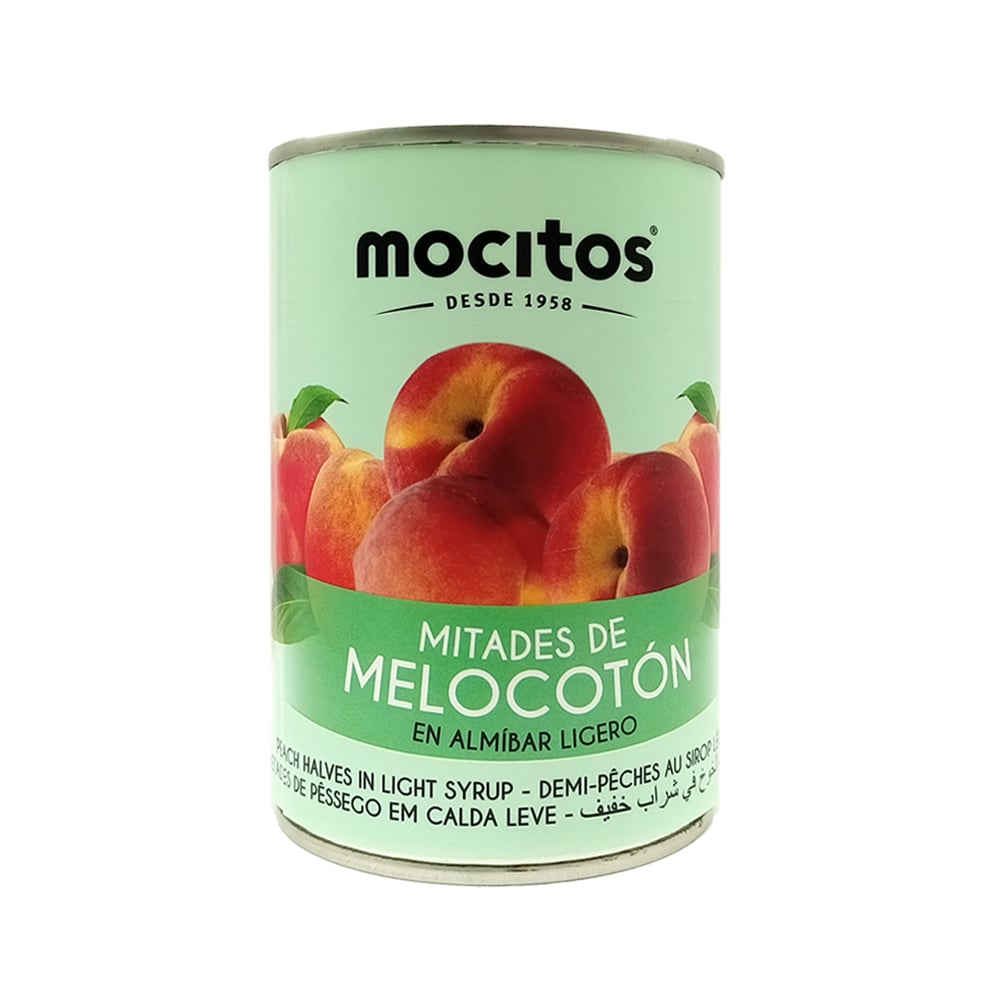 Mitades de melocotón en almíbar ligero Mocitos (420 g / 14.8 oz) - Imagen 1