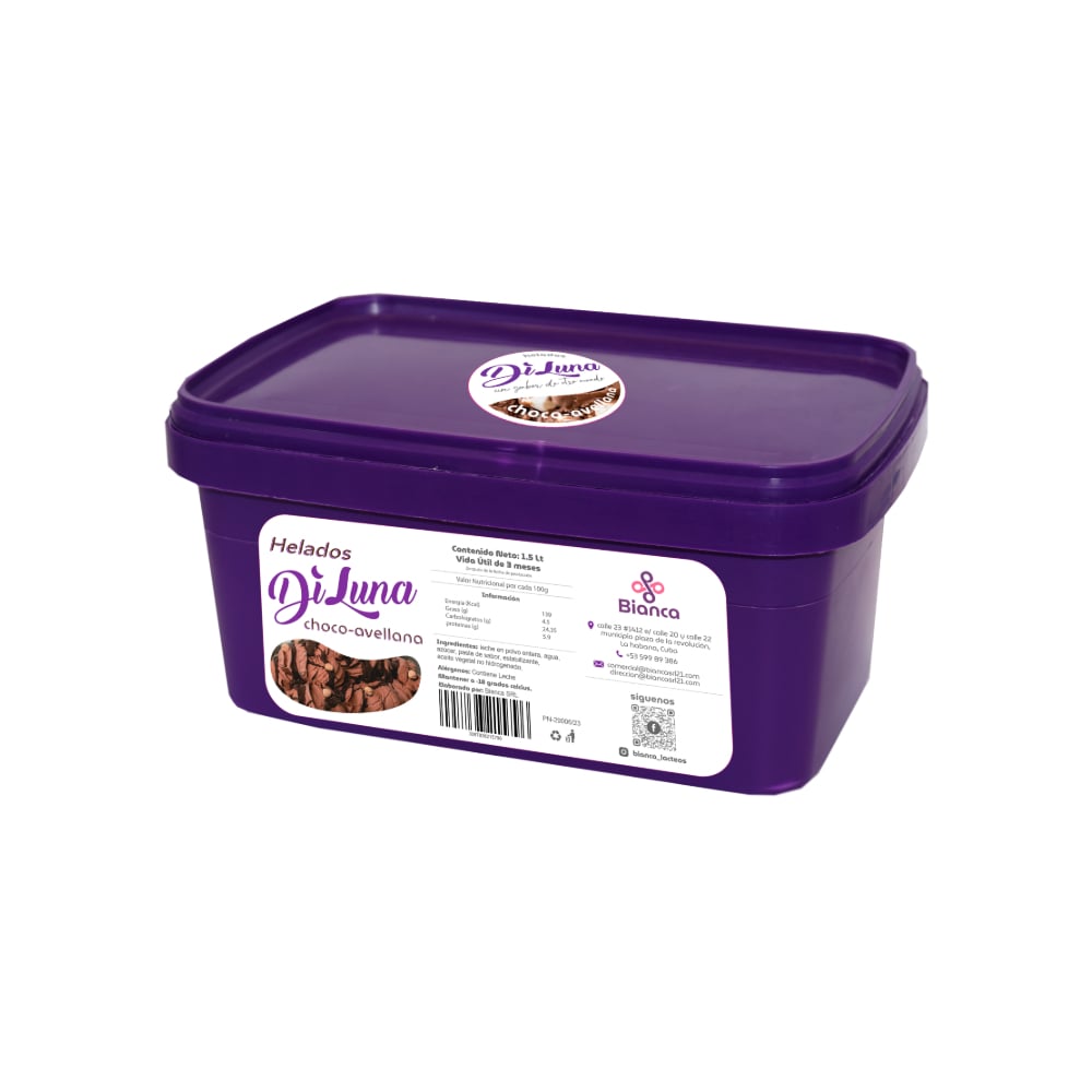 Helado sabor choco avellana DiLuna (1.5 L) - Imagen 1