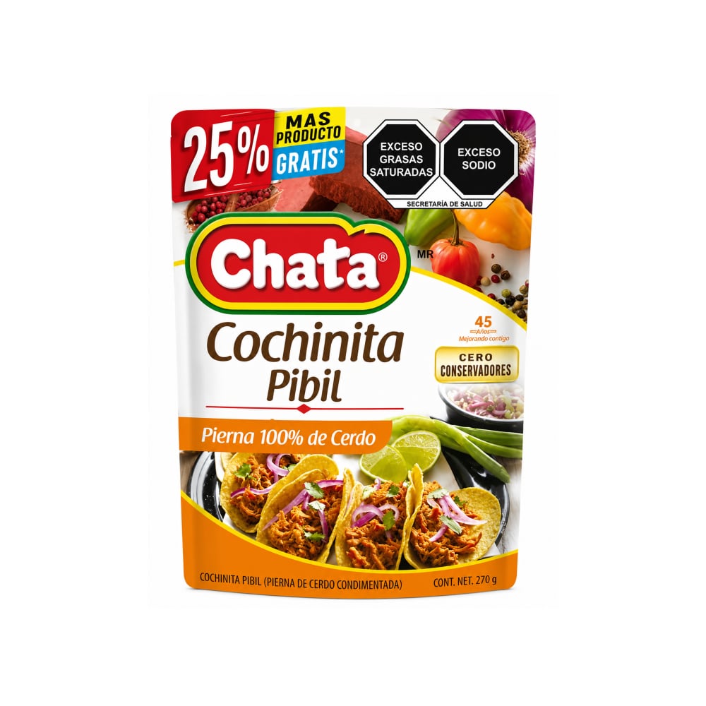 Cochinita pibil pierna de cerdo condimentada Chata (270 g / 9.52 oz) - Imagen 1