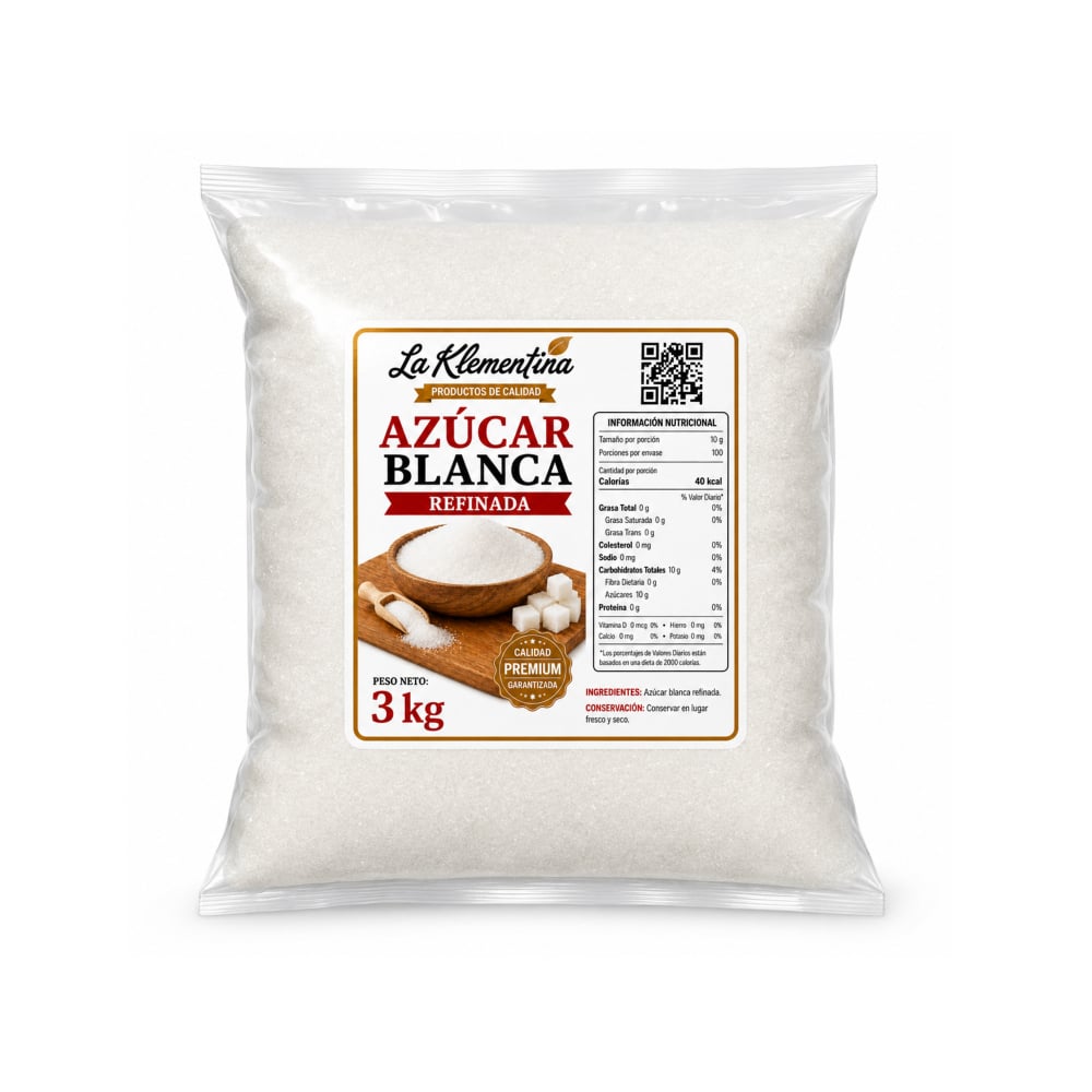 Azúcar blanca refinada La Klementina (3 kg / 6.6 lb) - Imagen 1