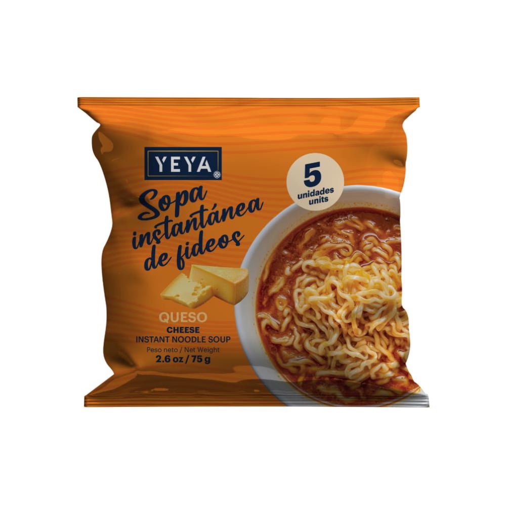 Sopa instantánea de fideos con sabor a queso YEYA (5 x 75 g / 2.6 oz) - Imagen 1