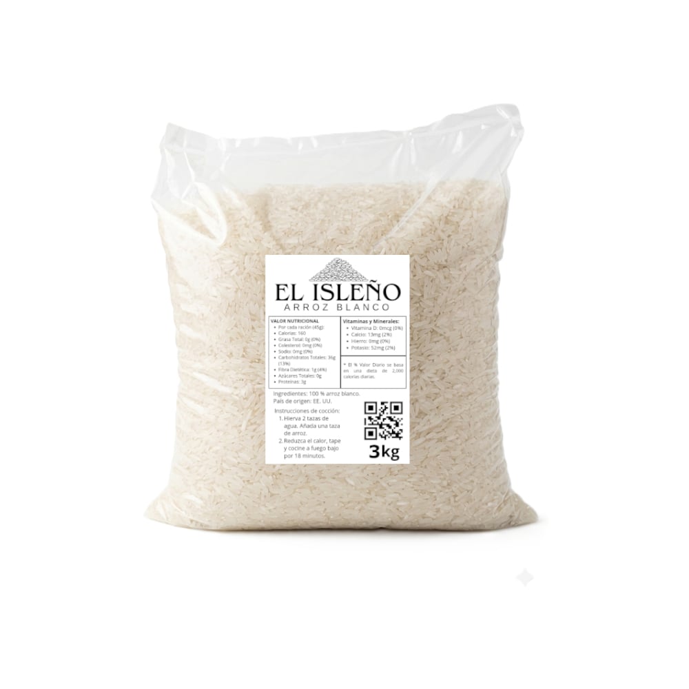 Arroz blanco El Isleño (3 kg / 6.61 lb) - Imagen 1