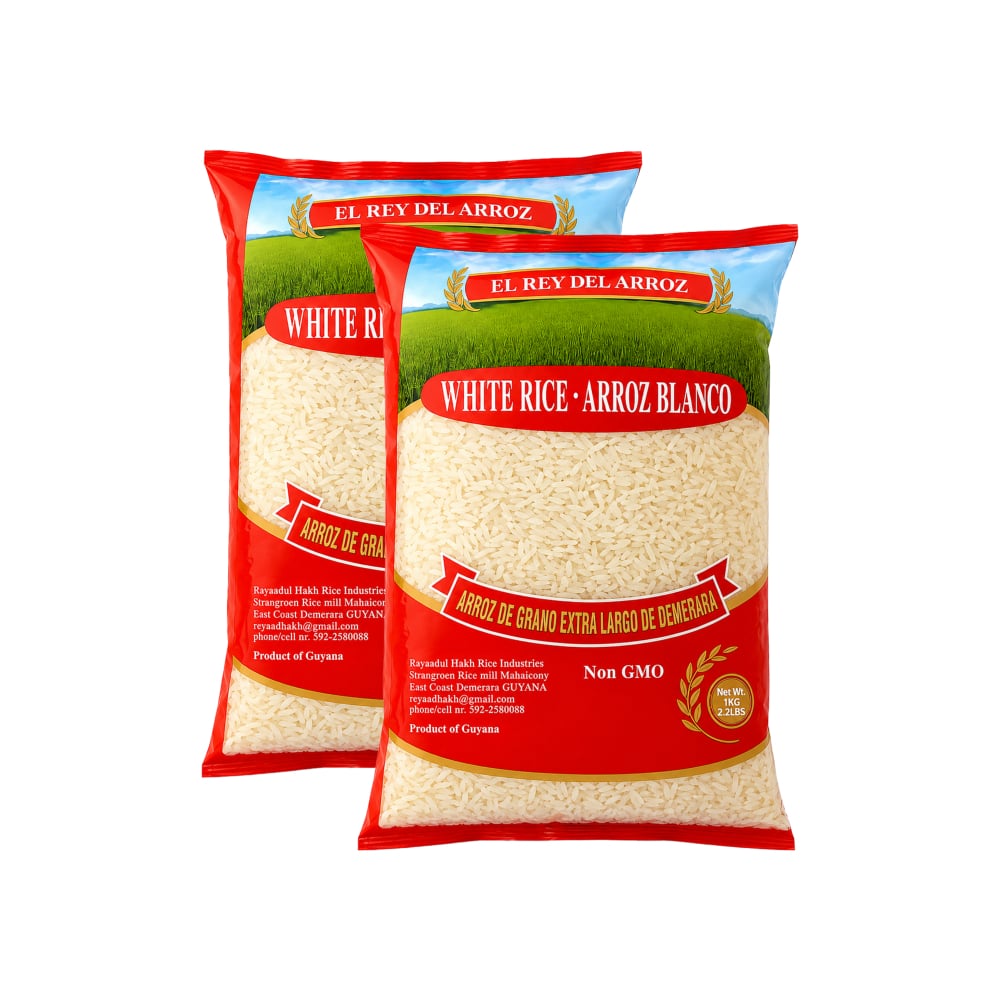 Arroz blanco de grano extra largo El rey del arroz (2 x 1 kg / 2.2 lb) - Imagen 1