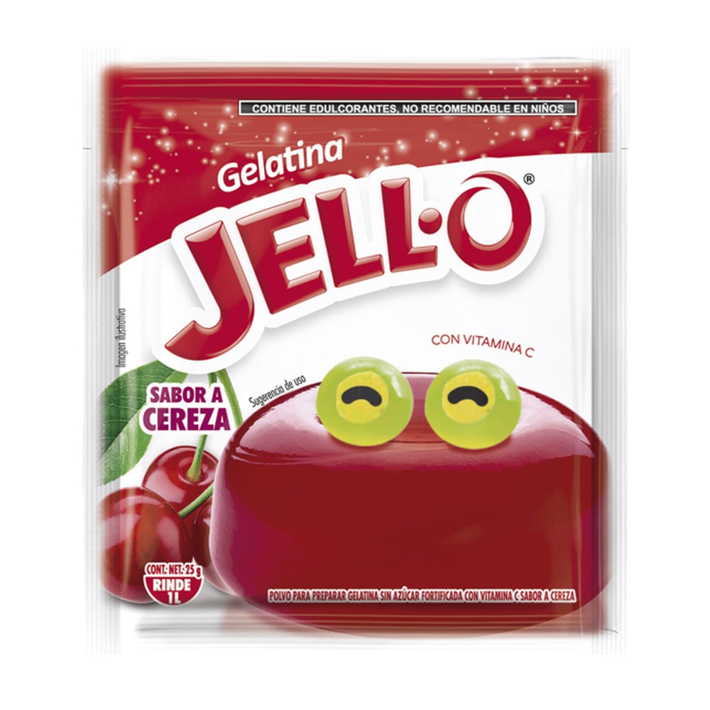 Gelatina sin azúcar fortificada con vitamina C sabor cereza Jell-O (25 g) - Imagen 1