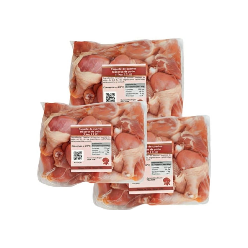 Cuartos traseros de pollo 1 kg x3 - Imagen 1