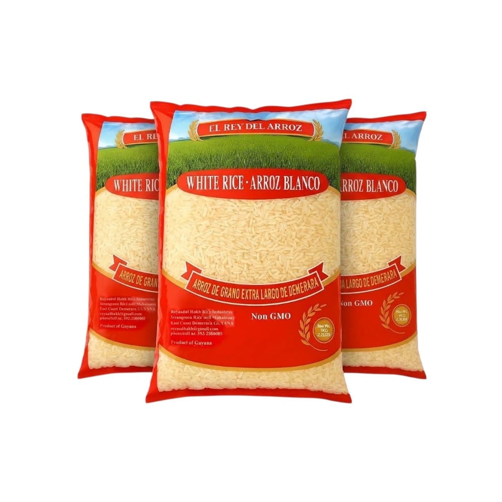 Arroz blanco de grano extra largo El rey del arroz (3 X 1 kg / 2.2 lb) - Imagen 1