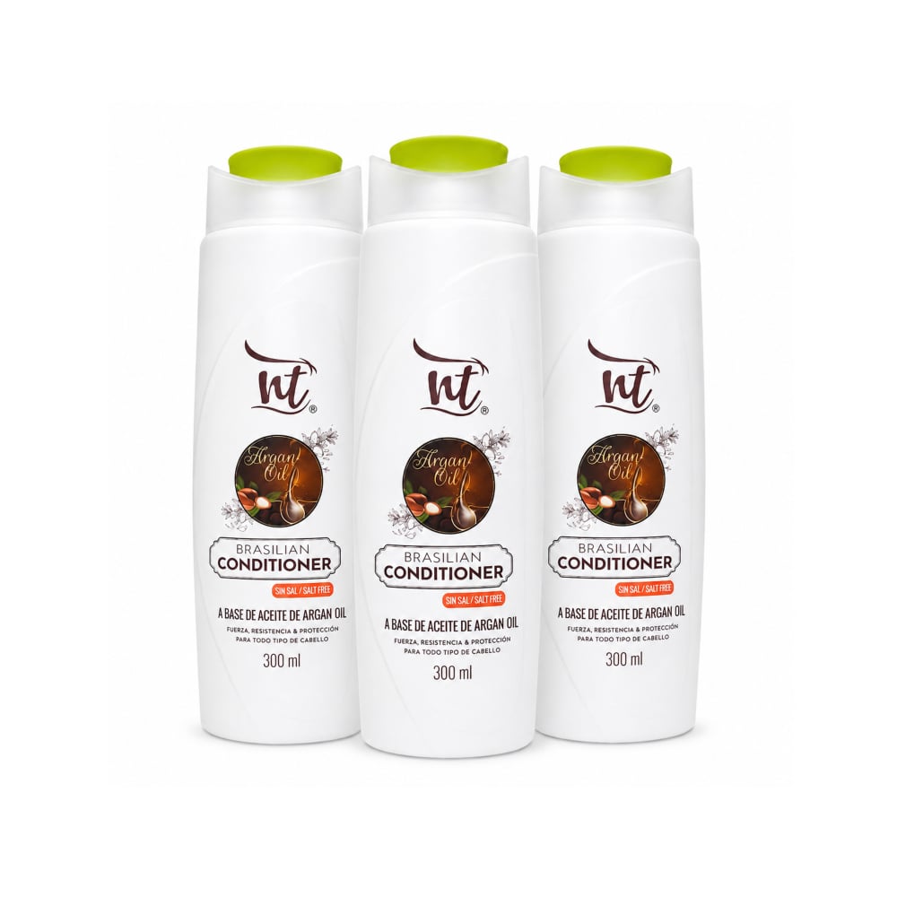 Acondicionador sin sal a base de aceite de argán Brazilian NT (3 x 300 ml / 10.1 fl.oz) - Imagen 1