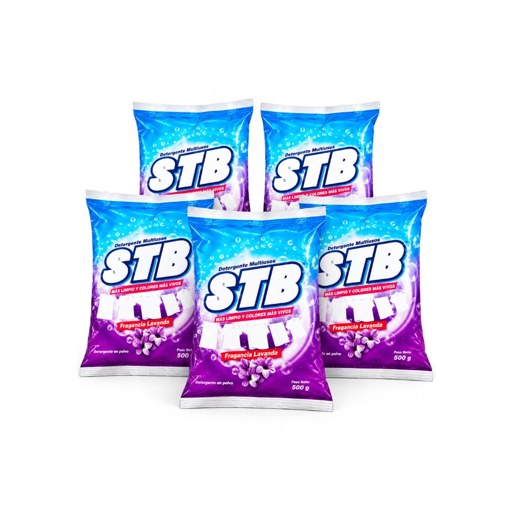 Detergente en polvo multiusos con fragancia a lavanda STB (5 x 500 g / 1.1 lb) - Imagen 1