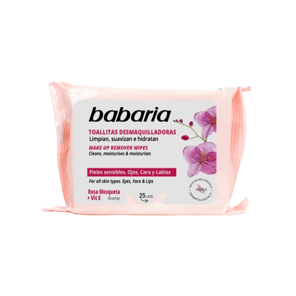 Toallitas desmaquilladoras con Rosa Mosqueta Babaria (25 U) - Imagen 1