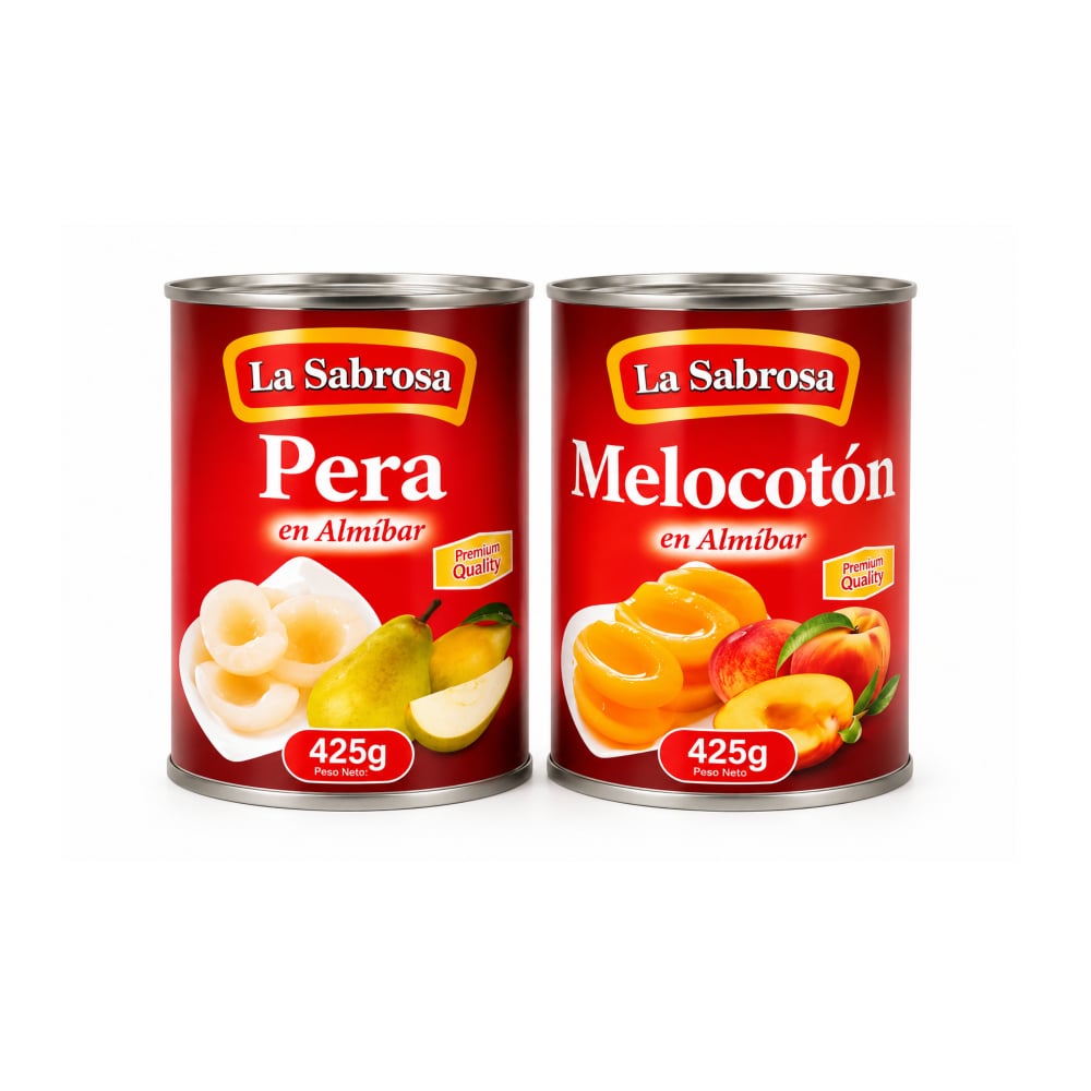 Pera en almíba + Melocotón en almíbar - Imagen 1