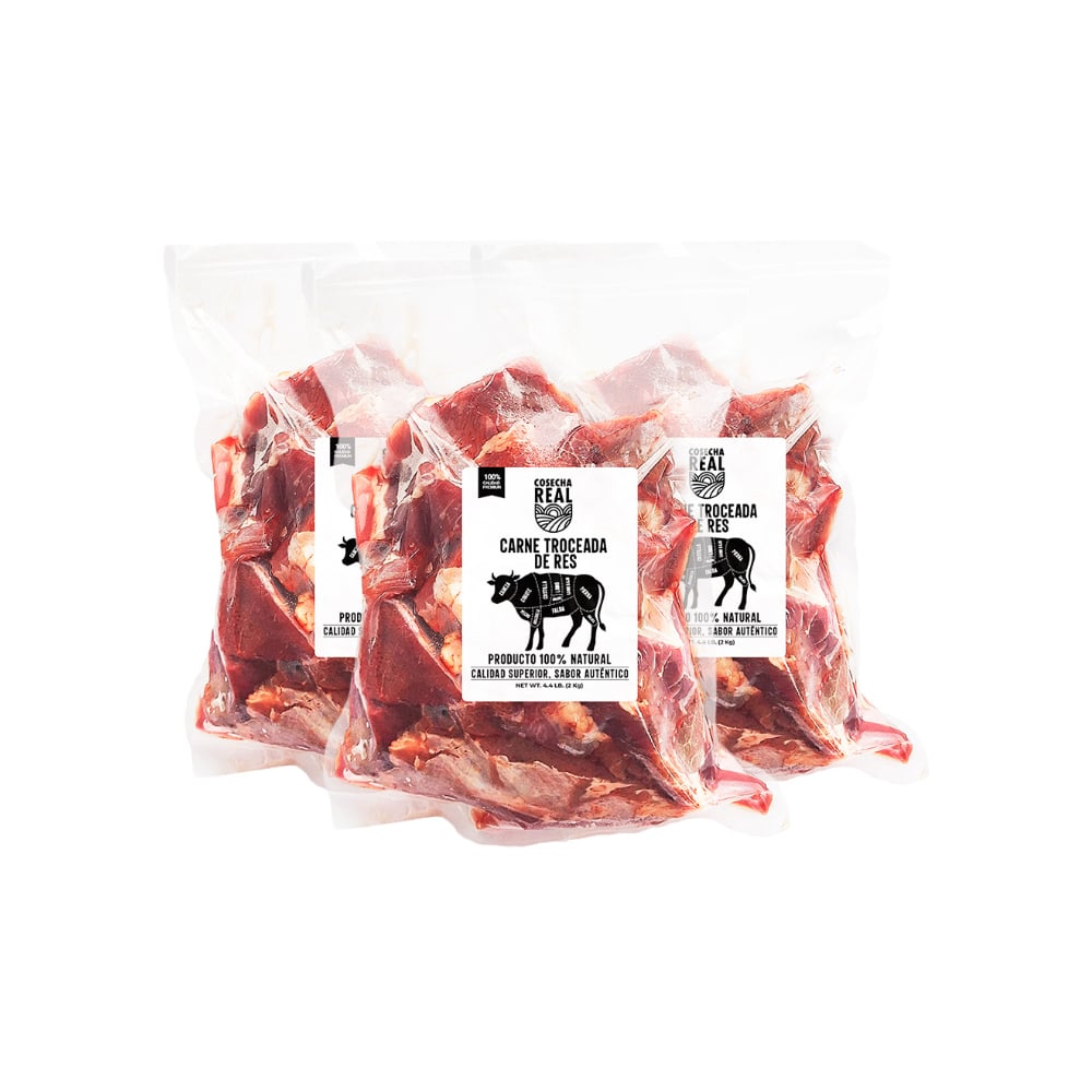 Carne troceada de res Cosecha Real (3 x 2 kg / 4.4 lb) - Imagen 1