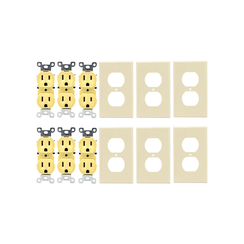 Set de 6 tomacorrientes doble de 125 V / 15 A con tapas Troen - Imagen 1