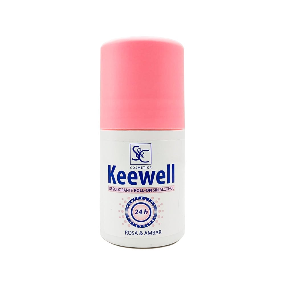 Desodorante roll-on sin alcohol rosa y ámbar Keewell (90 ml) - Imagen 1