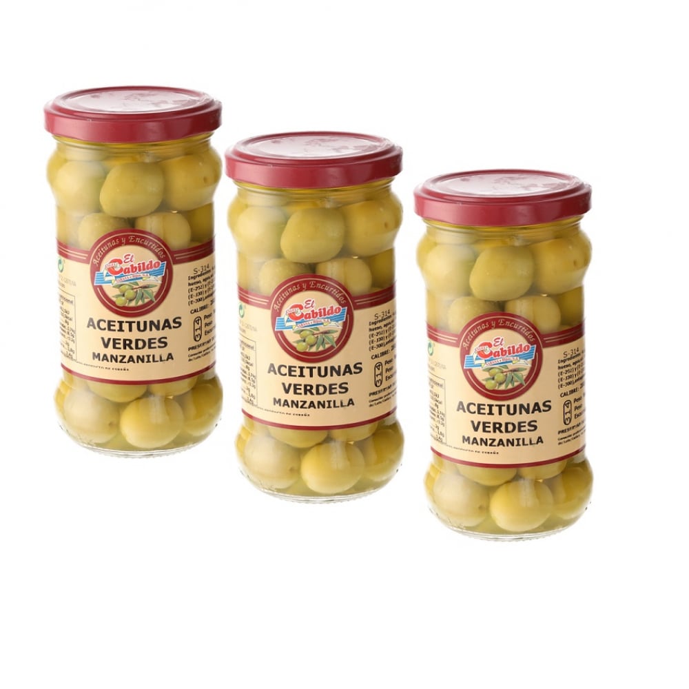 Aceitunas verdes manzanilla El Cabildo (3 x 295 g / 10.41 oz) - Imagen 1